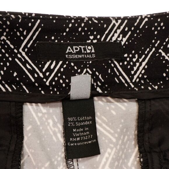 Apt 9 Chino Shorts Size 12 Womens Black White Print Cuffed Stretch W33 Inseam 5 - Picture 9 of 11